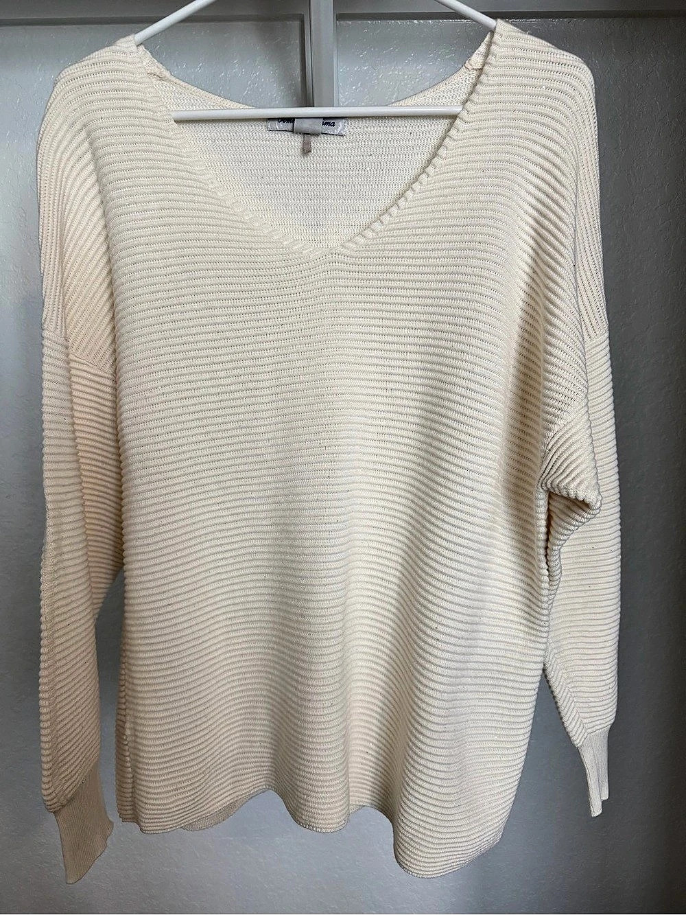 Tommy Bahama Sequin V-Neck Sweater Cream Large